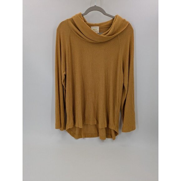 Anthropologie Maeve Oversized Sweater Vanna Womens Large‎ Yellow Cowl Neck - Picture 1 of 8